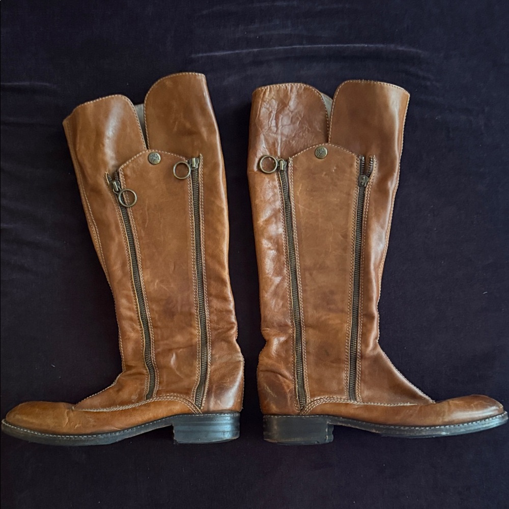 Vintage Tan Leather Over the Knee Boots